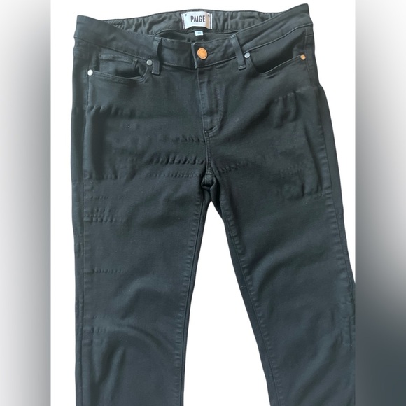 Paige Ladies Skyline Straight Cuffed Mid Rise Jeans Black Size 30 - Picture 3 of 7